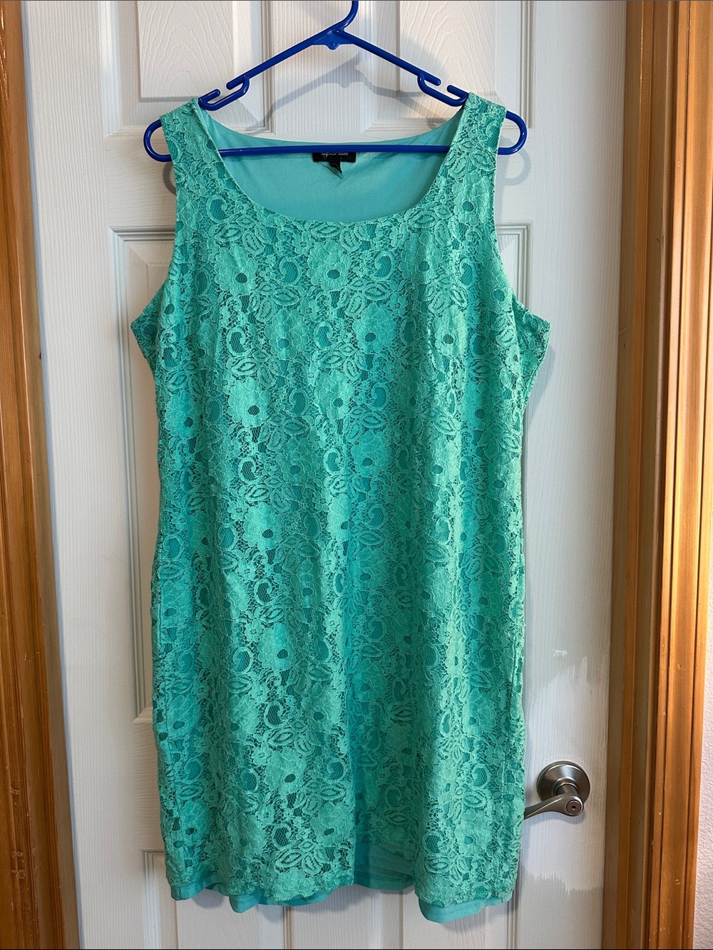 Teal women’s lace dress